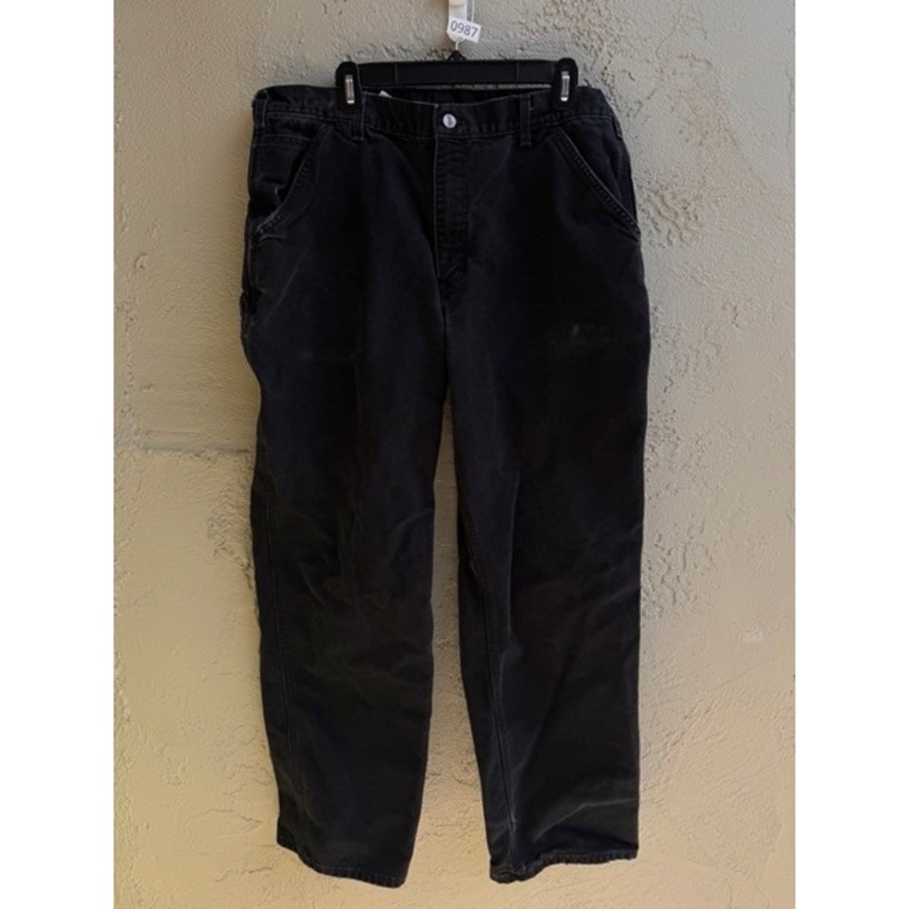 Carhartt Mens Black Carpenter Pants SZ 38x32 Duck Work Dungaree Utility Workwear
